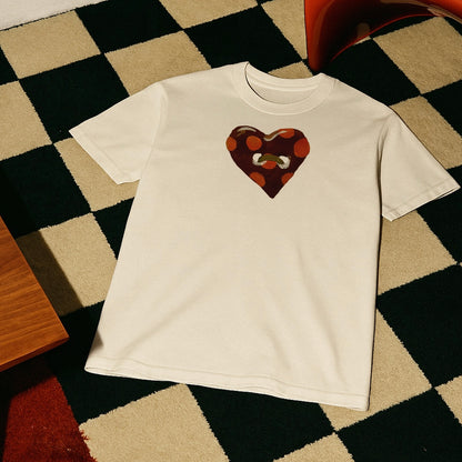 ‘CUTE AS A BUTTON’ brown detail baby tee